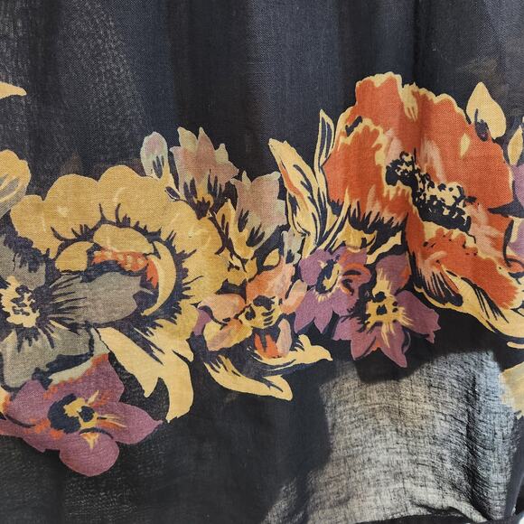 VTG Floral Semi Sheer Linen Triple Tie Sleeve Witchy Cottagecore Coquette Small - Picture 9 of 10
